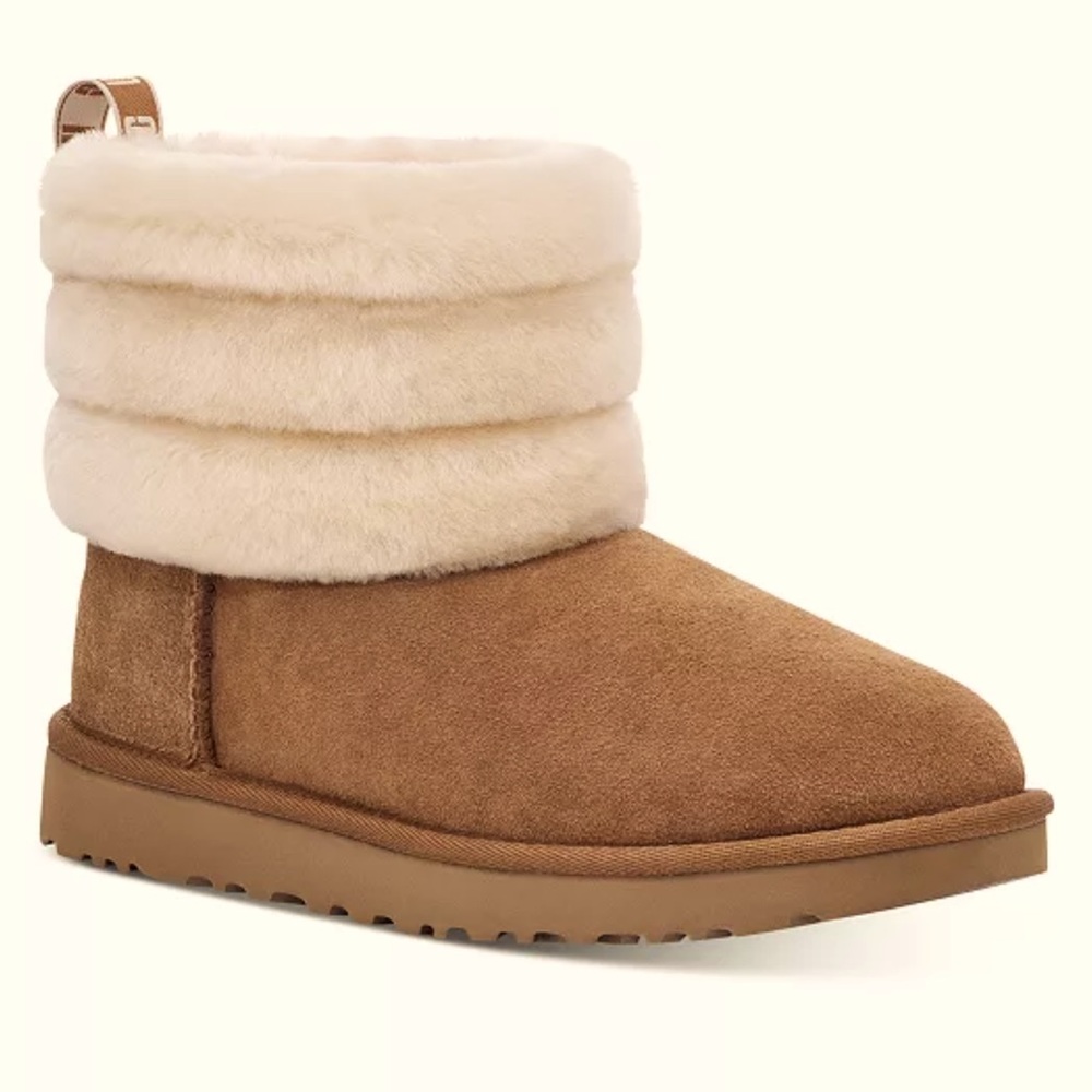 UGG Fluff Mini Boot in Chestnut-Youth size 4